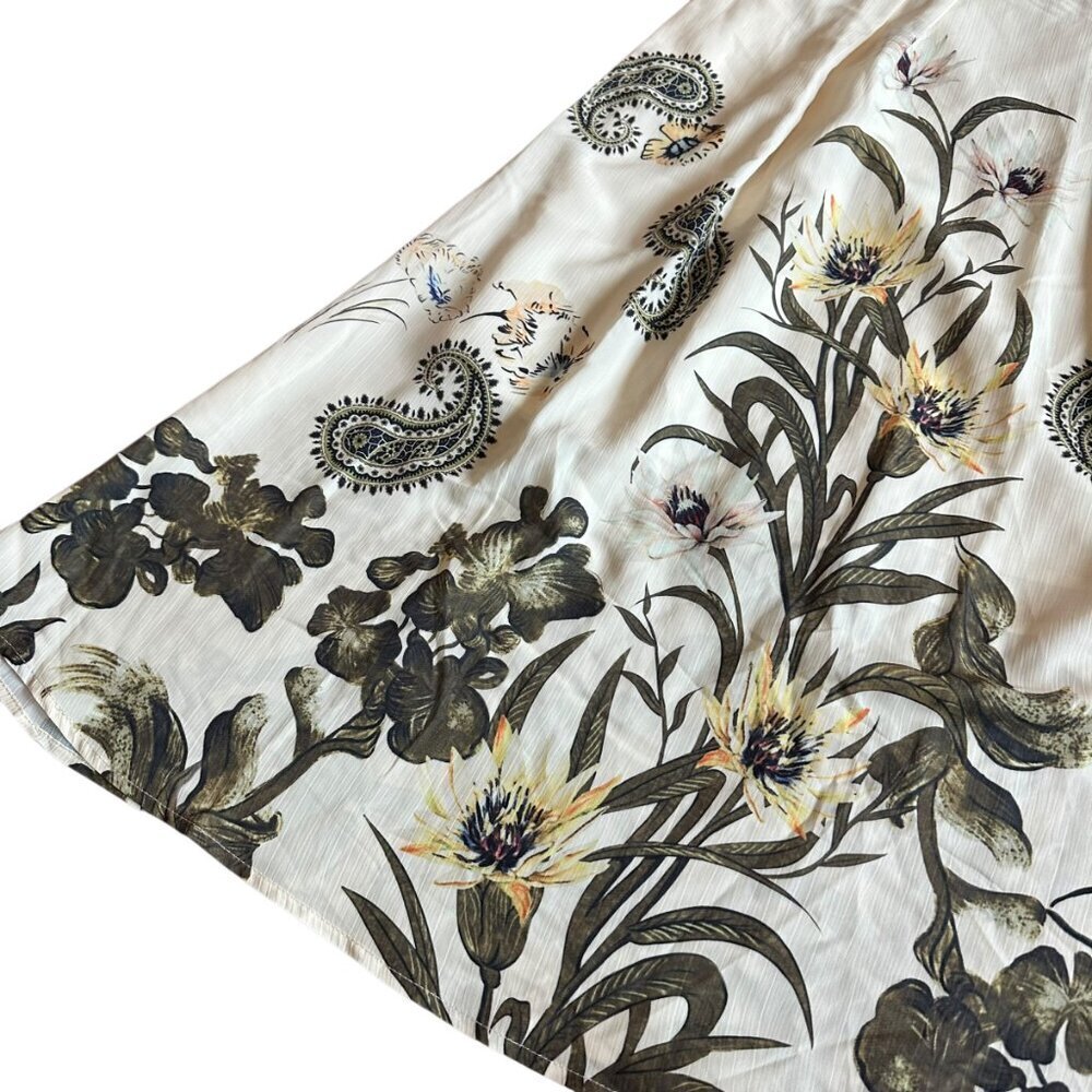 Kaimilan Creamy Ivory Floral Print Dress Knee Length Short Sleeve Size 8 NWT - Picture 5 of 13